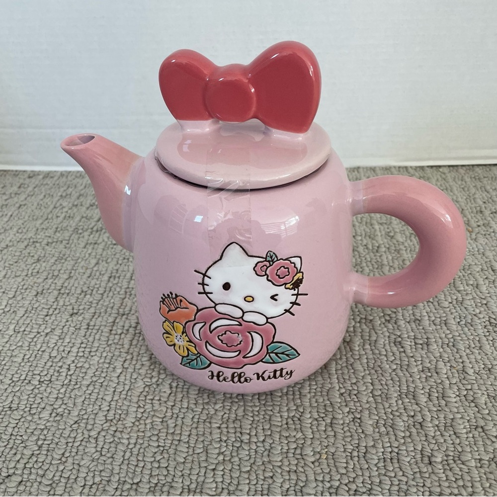 New blue sky clay works hello kitty ceramic teapot